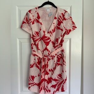 Club Monaco Floral Red and Cream Floral Jumper